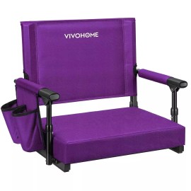 VIVOHOME 등받이 및 쿠션이 있는 경기장 시트, 컵 홀더와 어깨끈이 있는 휴대용 표백 의자, 다양한 스포츠 [레드] VIVOHOME Stadium Seat with Backrest and Cushion, Portable Bleacher Chair with Cup Holder and Shoulder Strap, Various Sports [Red]