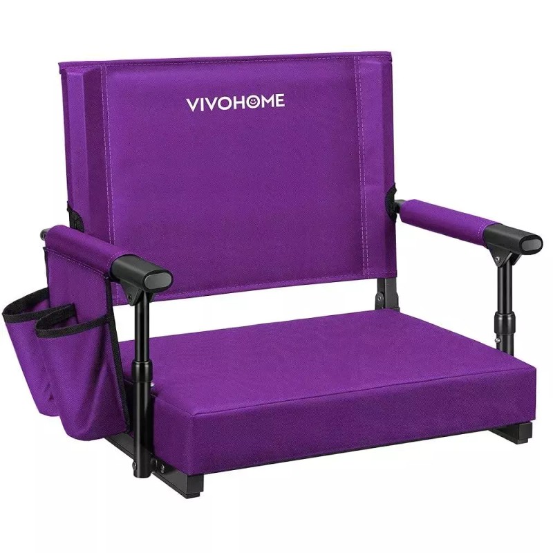 VIVOHOME 등받이 및 쿠션이 있는 경기장 시트, 컵 홀더와 어깨끈이