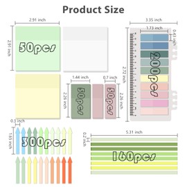 Valtiner 1060 Sheets Transparent Sticky Notes, Clear Tabs and Long Highlighter Strips Page Markers for Books, Writable Annotation Index Flags Tapes for School Office Annotating Supplies (Morandi)