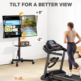 TVON Mobile TV Stand with Power Outlet, Tilt Rolling TV Cart for 23-60 Inch LCD LED OLED Flat Curved Screen TVs up to 88 lbs, Height Adjustment Portable TV Stand on Wheels, Max VESA 400x400mm