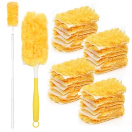 TAIANJI Flash Dust Magnet Dusters for Cleaning, 20 Pcs Duster Extendable Refills, 360 Degree Magnets Strong Dry Pads Heads with 1 Extending Handle, 1 Fixed Handle for Home Dust