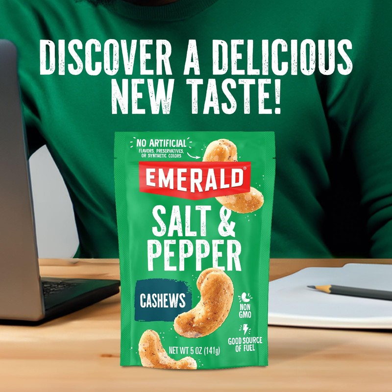 Emerald Nuts Salt and Pepper Seasoned Cashews (1-Pack) | 5