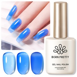 15ml U V Nagellack Shellac - BORN PRETTY Ice Jelly Königsblau Gel Nagellack Transparentes Blau Natürlich Transluzent Schellack Nagellack Gelee Wirkung French Nails für Nail Art DIY 30% Ice Jelly
