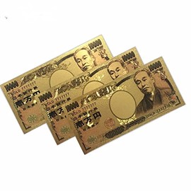 LIGHT PLANET Gold Bills, Set of 3, Replica, Increases Money, Feng Shui, Money Luck Item, Money Luck Bills (10,000 Yen Bill)