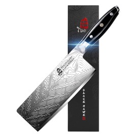 TUO Vegetable Meat Cleaver Knife - Chinese Chef's Knife 7-inch High Carbon Stainless Steel - Kitchen Knife with G10 Full Tang handle - Black Hawk-S Knives Including Gift Box