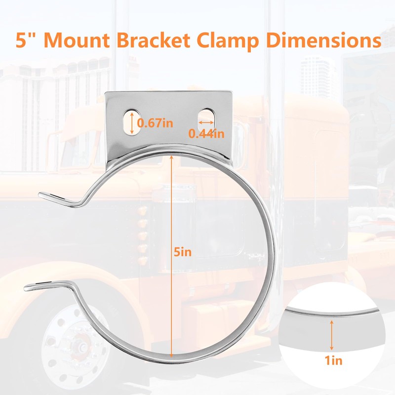 5" Exhaust Stack Mounting Bracket Kit - Compatible with Peterbilt