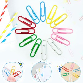 Pack of 500 Paper Clips, 28 mm Letter Clips, Colourful Paper Clips, Metal Paper Clips with Storage Box for Office, School, Document Organisation