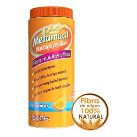 Polvo Metamucil Plantago Psyllium Sabor Naranja 425g