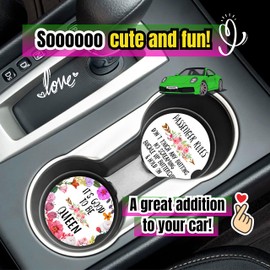 Funny Car Coasters for Cup Holders - 2 Pack, Flower Car Cup Holder Coaster, Non-Slip Absorbent Ceramic Stone Cup Holder Coasters for Car Keep Clean, Cute Car Accessories for Women Gift