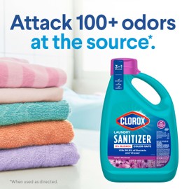 CLOROX Laundry Sanitizer, 0% Bleach, Color Safe, Clean Linen, 80 Fl oz, Pack of 2 (Pack May Vary)