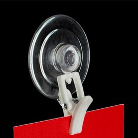 Suction Cup with Clever Clip - White Stick on Swivel Item Organizer/Sign Holder - 10 Pack