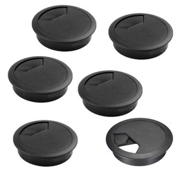 6 Pcs Black Desk Cable Wire Grommet Table Hole Cover Plastic for Organize Office and Home Grommets Organizer Computer Grommet Desk