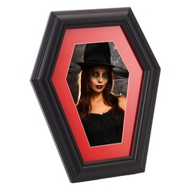 PH PandaHall Hexagon Photo Frame Coffin Picture Frame Wood Photo Frame with Stand Black Picture Display Tabletop Photo Frame for Gothic Home Photo Decor Display 10x15 cm Photo