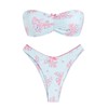 ZAFUL Women's Strapless Bikini Tiny Floral Print Ruched Bow Lace