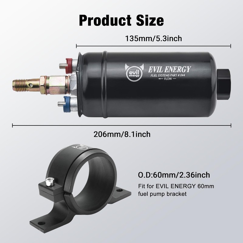 EVIL ENERGY External Inline Fuel Pump Electric 300LPH High Flow