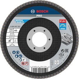 Bosch 1x PRO Metal X571 Flap Disc Straight Version Fiber for Small Angle Grinders (for Steel, Stainless steel, Ø 115 mm, Grit 60, Professional Accessory Small Angle Grinder)