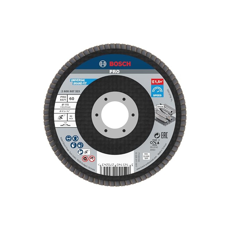Bosch 1x PRO Metal X571 Flap Disc Straight Version Fiber