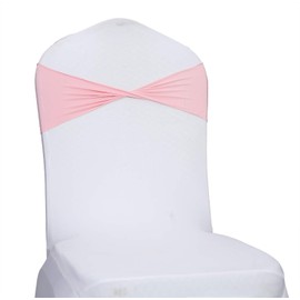 VDS Pack of 10 PCS | Blush Pink | Spandex Chair Sashes Bows Without Buckle | Stretch Elastic Banquet Universal Folding Chair Band Tie with for Wedding Party Conference Celebration Event Decoration