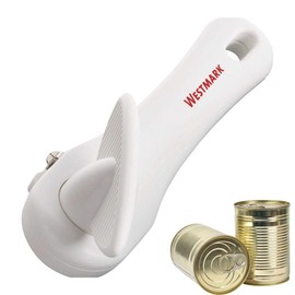 Westmark Dosenöffner manuell - Sicherheitsdosenöffner inkl. Zange - großer Drehknauf für sichere Handhabung - Edelstahl/Kunststoff (weiß)