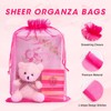 ANZNKU 50 Pack Hot Pink Organza Bags 8X12 inch Sheer
