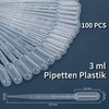 luckaide Pack of 100 Pipettes, 3 ml Disposable Pipettes, Plastic