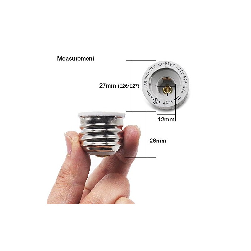 YiLighting Supplier (E26/E27 to E12 Adapter) E26 Medium Screw Base