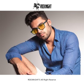 ROCKNIGHT Polarized Driving Night Sunglasses for Men Metal Frame Sunglasses Yellow Lens Night Vision Sunglasses UV 400