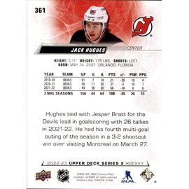 2022-23 Upper Deck Hockey #361 Jack Hughes Hockey Card New Jersey