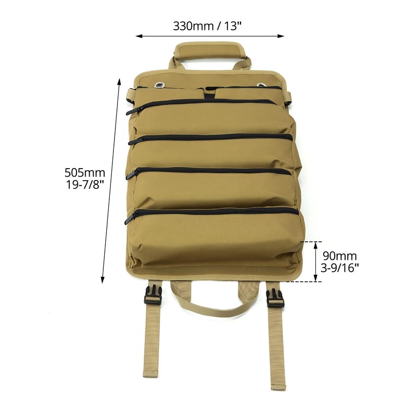 QWORK Roll-up tool bag with removable pockets, wear-resistant and waterproof