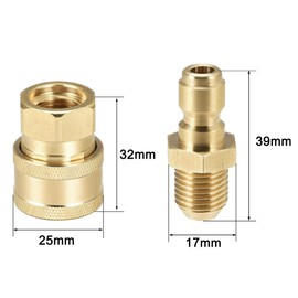 uxcell Garden Hose Brass Quick Connect Set Fittings M14x1.5 Male & Female Thread Water Hose Connectors Pressure Washer Adapter Connectors, 2 Sets