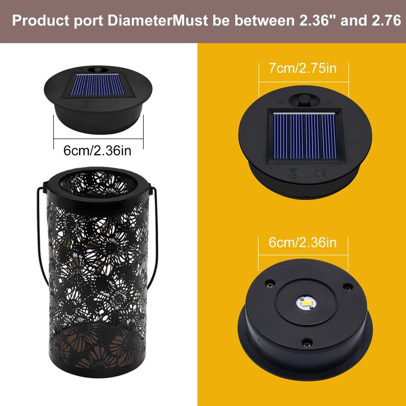 ZNYCYE 2 Pack Solar Light Replacement Top(Top Size 2.76inch, Bottom