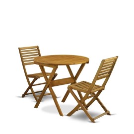 East West Furniture 3-Pc Patio Table Set Consists of a Wooden Folding Table...