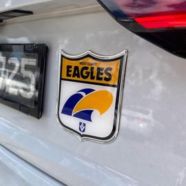 AFL West Coast Eagles Retro Heritage Logo Decal Peel-N-Stick Chrome Badge Sticker 11 x 10.1cm