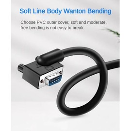 RIKYJIC DB9 RS232 Right Angle Serial Cable 9 Pin Male to Female Right Angle Adapter COM Port Data Cable Plug and Play for Easy Connection (Female Angle to Male Straight, Small Side Up, 1 Meter)
