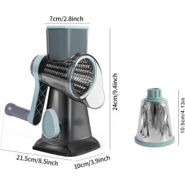 Unbranded Rotary Cheese Grater with Hand Crank & 3 Blades for Cheese,Vegetab