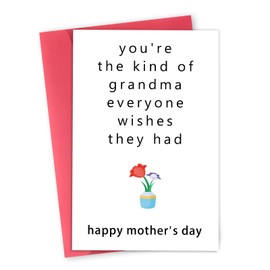 LiuuLi Happy Mother's Day Card for Grandma,Grandma Mothers Day Card from Grandson Granddaughter Grandchild,Lovely Mother's Day Gifts Idea for Women Her