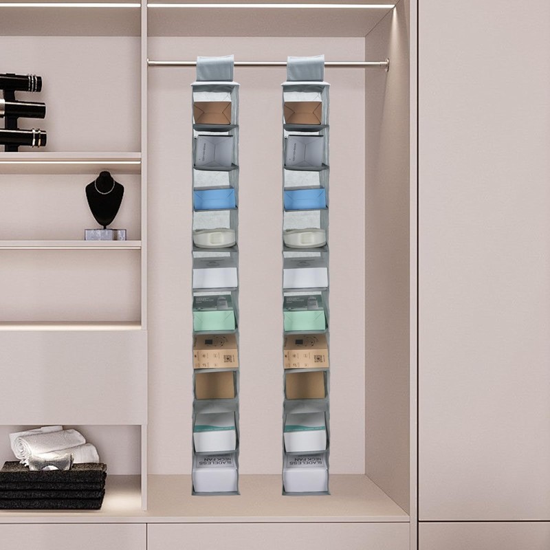Minnhua Fabric Hanging Shelf with 10 Compartments, Foldable Hanging Storage,