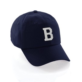 I&W Hatgear Customized Letter Intial Baseball Hat A to Z Team Colors, Navy Cap Black White Letter B