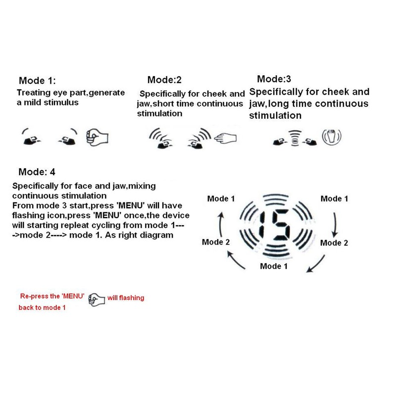 Electric Face Massage Patch 4 Modes Strength Speed Adjust Microcurrent