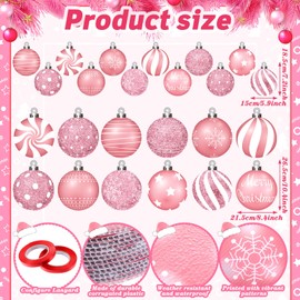 Huwena 24 Pcs Christmas Decorations Outdoor Christmas Hanging Ornaments Peppermint Candy Yard Signs Double Sided Lawn Decorations Peppermint Ornaments for Xmas(Pink)