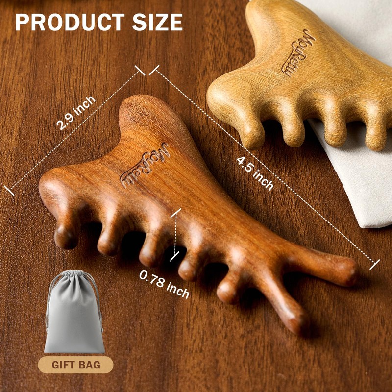 MoyRetty 4-in-1 Gua Sha Tool, Sandalwood Face & Body Massager,
