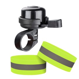 Bike Bell Bicycle Bell Bike Ring with high Visibility Reflector Bands - MTB Mountain Bike Bell with Crisp Clear Sound for MTB,BMX,City Bike,Scooter - Bike Accessories