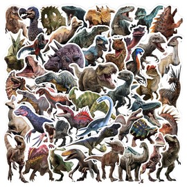 50 piezas de calcomanías de dinosaurios del Jurásico, calcomanías de vinilo impermeables de animales para botella de agua, álbum de recortes, portátil, monopatín, computadora, calcomanías geniales