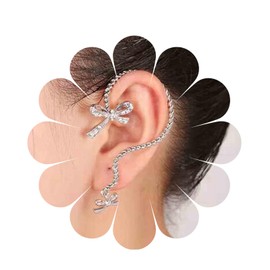 Yheakne Punk Butterfly Cuff Earrings Silver Butterfly Ear Climber Earrings Animal Cartilage Ear Crawler Earrings Gothic Clip On Wrap Earrings Jewellery for Women and Girls, Silver