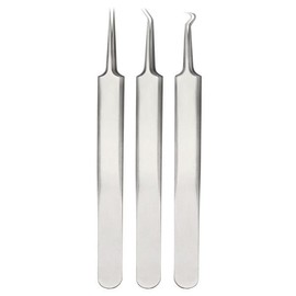 스테인레스 스틸 피지압출핀셋 3종세트 정밀 핀셋 족집게 쇠 압출기 Stainless Steel Pinhole Extraction Tweezers 3-Piece Set Precision Tweezers Forceps Metal Extractor
