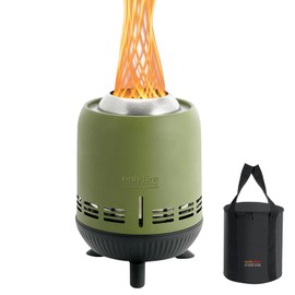 Onlyfire 9.5'' Smokeless Fire Pit with Carrying Bag, Portable Outdoor Low Smoke Fire Pit for Camping Tailgating Patio Backyard Bonfire, Wood Burning Fireplace, Stainless Steel Green Short FP055