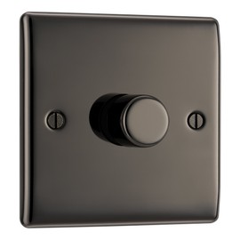 BG Electrical Intelligent Single Wall Dimmer Switch, 2 Way, Raised Profile, Round Edges, Nexus Metal, Black Nickel, 200W, NBN81