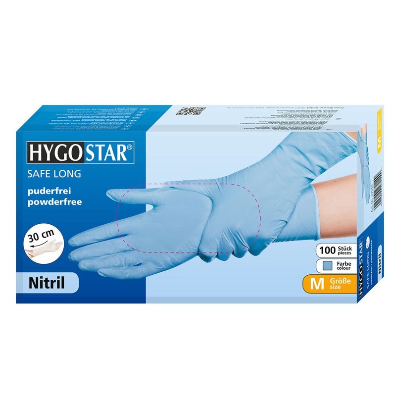 FRANZ MENSCH Safe Long Nitrile Gloves Blue M 30 cm
