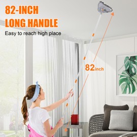 ROKOXIN Wall Cleaner Mop with 82" Long Handle, Ceiling Cleaning Tool Duster with Squeegee & 6 Replacement Microfiber Chenille Pads for Painted Walls, Window, Floor, Baseboard