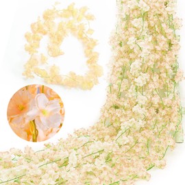 KASESSS 3 Pieces Cherry Blossom Decoration, Cherry Blossom Garland, 180 cm Flower Garland Decoration, Artificial Flowers Garland, Flower Garland Decoration, Sakura Decoration, Artificial Cherry